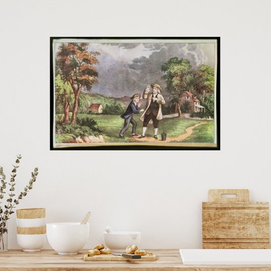 Franklin's experiment in elektriciteit poster (Keuken)