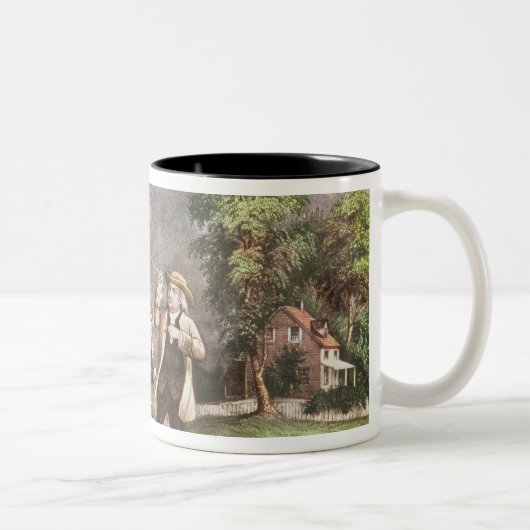 Franklin's experiment in elektriciteit tweekleurige koffiemok (Rechts)