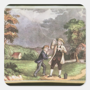 Franklin's experiment in elektriciteit vierkante sticker