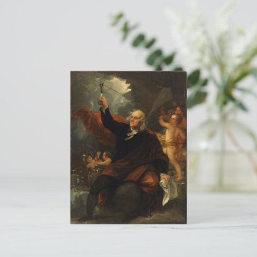 Franklin's Kite Experiment van Benjamin West Briefkaart (Staand voorkant)