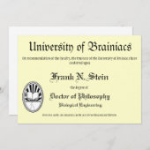 Franknstein diploma afstuderen-uitnodiging kaart (Voorkant / Achterkant)