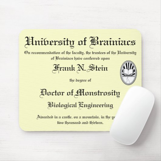 Franknstein diploma mousepad muismat (Met muis)