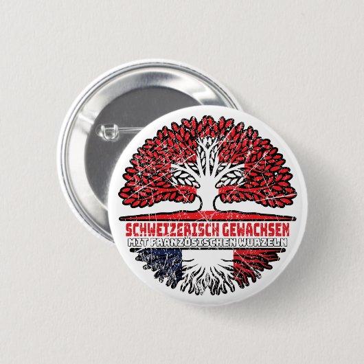 Frankreich Französch Schweizer Schweiz Baum Ronde Button 5,7 Cm (Voorkant /achterkant)
