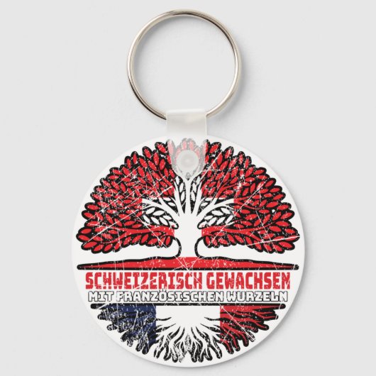 Frankreich Französch Schweizer Schweiz Baum Sleutelhanger (Voorkant)