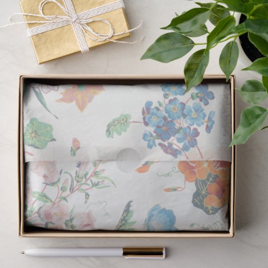 Frankrijk 1830 Bloemendekor Antiek Behang Tissuepapier (Geschenk)