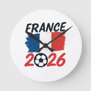 Frankrijk 2026 Voetbal Fan Design Vlag Kleuren Ronde Klok