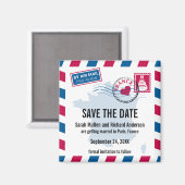 Frankrijk Air Mail Bruiloft Save the Date Magneet (Voorkant / Achterkant)