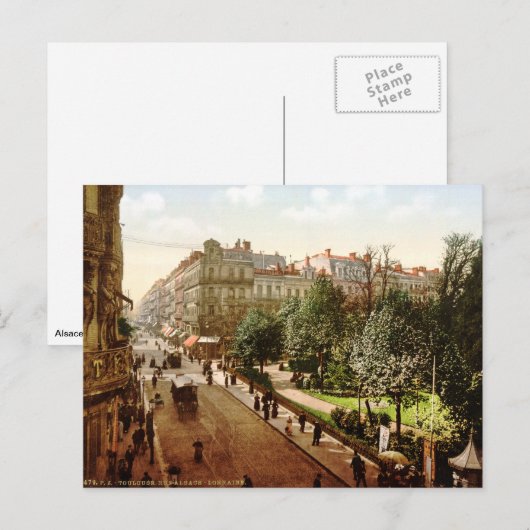  Frankrijk, Alsace-Lorraine Street, Toulouse Briefkaart (Voorkant / Achterkant)