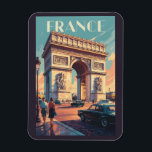 Frankrijk Arc de Triomphe Reis Kunst Vintage Magneet<br><div class="desc">Frankrijk retro vector reisontwerp. Van de iconische Eiffeltoren in Parijs tot de wijngaarden van Bordeaux en de kustschoonheid van de Franse Riviera,  Frankrijk biedt een reis vol romantiek,  geschiedenis en charme.</div>