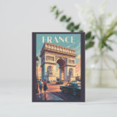 Frankrijk Arc de Triomphe Travel Art Vintage Briefkaart (Staand voorkant)
