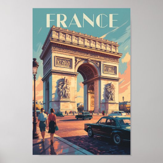 Frankrijk Arc de Triomphe Travel Art Vintage Poster (Voorkant)