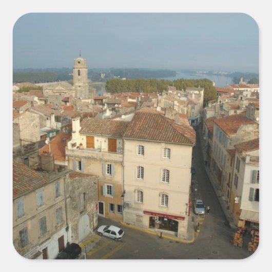 Frankrijk, Arles, Provence, uitzicht van de stad u Vierkante Sticker (Voorkant)