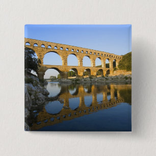 Frankrijk, Avignon. Het aquaduct van de Pont du Ga Vierkante Button 5,1 Cm