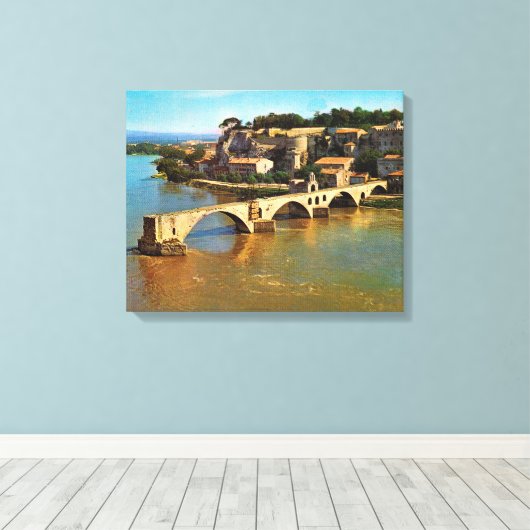 Frankrijk, Avignon, kapotte brug Canvas Afdruk (Insitu (Houten vloer))