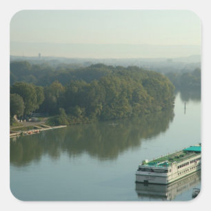 Frankrijk, Avignon, Provence, Van Gogh rivierboot Vierkante Sticker