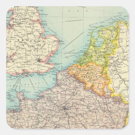 Frankrijk, België en Nederland Vierkante Sticker (Voorkant)