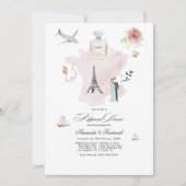Frankrijk bestemming bruiloft repetitie diner kaart (Voorkant)