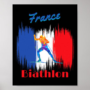 Frankrijk Biathlon langlauf ski en geweer shoot Poster
