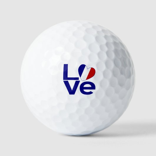 Frankrijk Blauw LOVE Hart Vlag Golfballen (Voorkant)