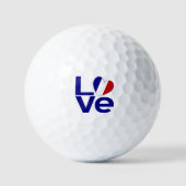 Frankrijk Blauwe LIEFDE Hart Vlag Golfballen (Voorkant)