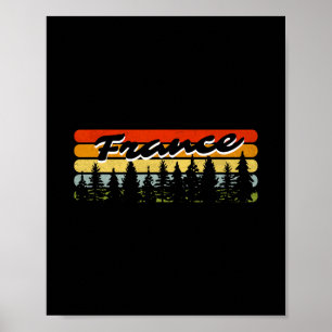 Frankrijk Bos Zonsondergang Bomen Blokhut Vakantie Poster