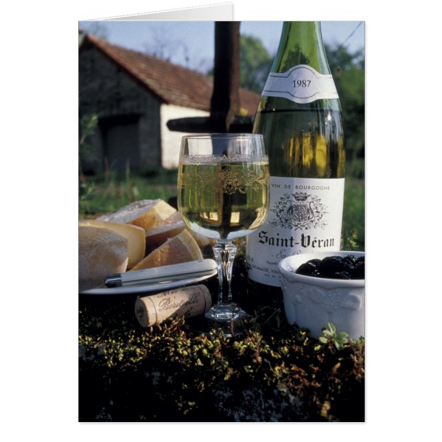 Frankrijk, Bourgogne, Chablis. Lokale wijn en (Voorkant)