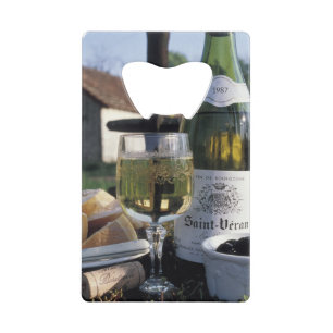 Frankrijk, Bourgogne, Chablis. Lokale wijn en Creditkaart Flessenopener