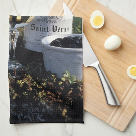 Frankrijk, Bourgogne, Chablis. Lokale wijn en Theedoek (Quarter Fold)