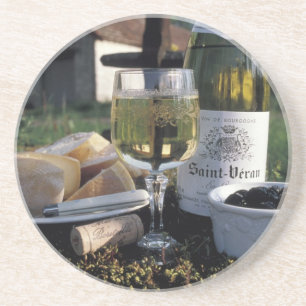 Frankrijk, Bourgondië, Chablis. Lokale wijn en Zandsteen Onderzetter