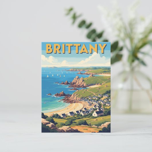  Frankrijk Bretagne Beach Briefkaart (Staand voorkant)