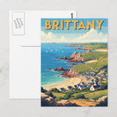  Frankrijk Bretagne Beach Briefkaart (Voorkant / Achterkant)