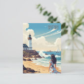 Frankrijk Bretagne Beach Lighthouse Briefkaart (Staand voorkant)