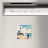 Frankrijk Bretagne Beach Lighthouse Briefkaart Magneet (Insitu (Vaatwasser))