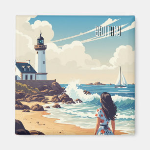 Frankrijk Bretagne Beach Lighthouse Briefkaart Magneet