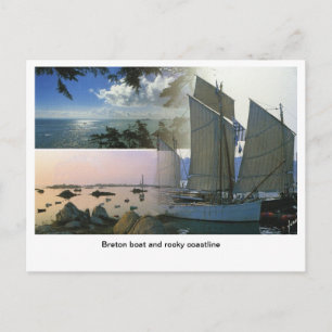 Frankrijk, Breton-boot en rotsachtige kustlijn Briefkaart