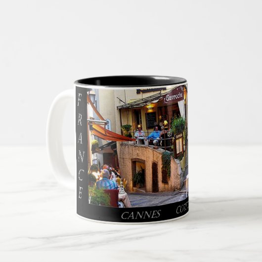 Frankrijk, Cannes, Cote' d'Azure Tweekleurige Koffiemok (Voorkant links)