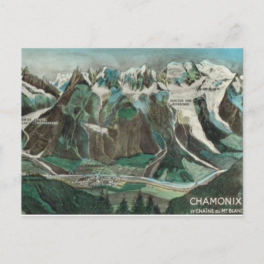 Frankrijk, Chamonix, Mont Blanc Briefkaart (Voorkant)