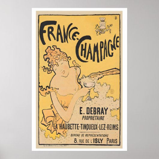 Frankrijk-Champagne, 1891 - Oude Eten & Drinken Poster (Voorkant)