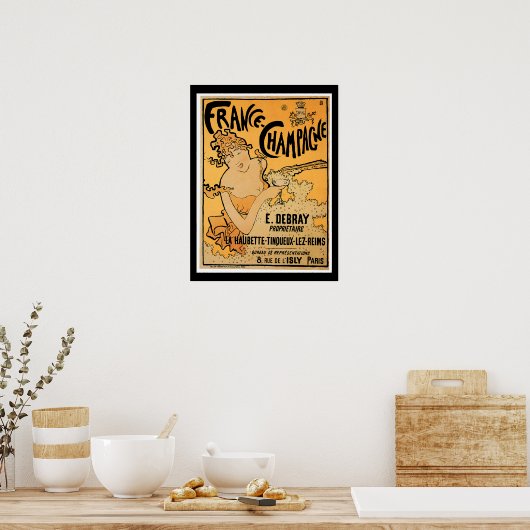 Frankrijk Champagne  Drink wijn en kunst Poster (Keuken)