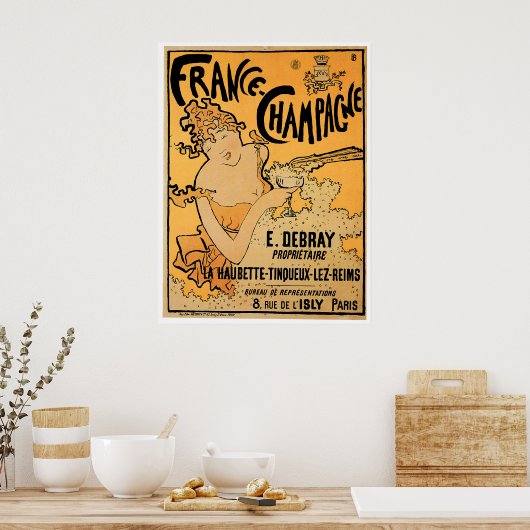 Frankrijk Champagne Drink wijn en kunst Poster (Keuken)