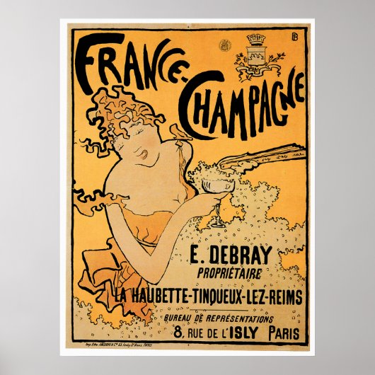 Frankrijk Champagne  Drink wijn en kunst Poster (Voorkant)