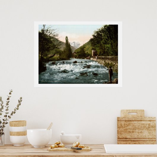 Frankrijk: de Pique Waterfall Poster (Keuken)