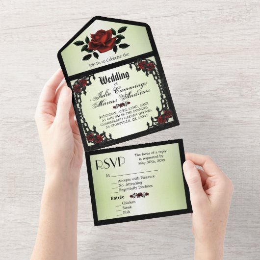 frankrijk driekwart gothische olijven in één uitno all in one uitnodiging (Afscheurbaar)