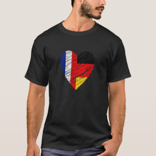 Frankrijk Duitsland Hart Duitse Vlag Franse Vlag L T-shirt