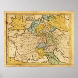 Frankrijk, Duitsland, Nederland, Zwitserland Poster