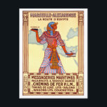 Frankrijk Egypte Restaurate Vintage Travel Poster Briefkaart<br><div class="desc">Volledig gerestaureerde en digitaal verbeterde Franse  treinposter met een kaart en een Egyptenaar die een verbinding maakt tussen Marseille en Alexandrië. Onvolkomenheden verwijderd. Kleuren gecorrigeerd.</div>