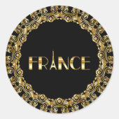 Frankrijk, Eiffeltoren, Gold Design Classic Round  Ronde Sticker (Voorkant)