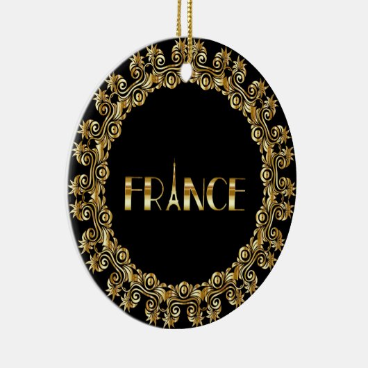 Frankrijk, Eiffeltoren, Gold Design Keramisch Ornament (Rechts)
