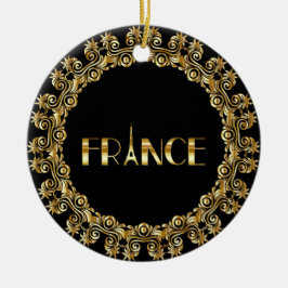 Frankrijk, Eiffeltoren, Gold Design Keramisch Ornament
