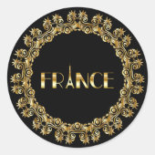 Frankrijk, Eiffeltoren, Goud Design Ronde Sticker (Voorkant)